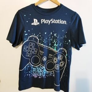 Sony Playstation Logo Controller Blue T Shirt Boys XL 14-16